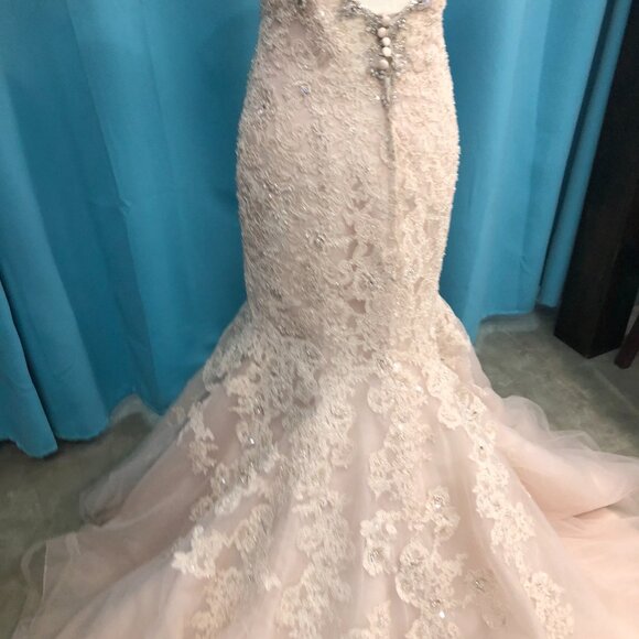 NEW BACKLESS Sexy Wedding Dress, BLING Rosegold trumpet Mermaid Fit&Flare $4999 - Picture 9 of 10